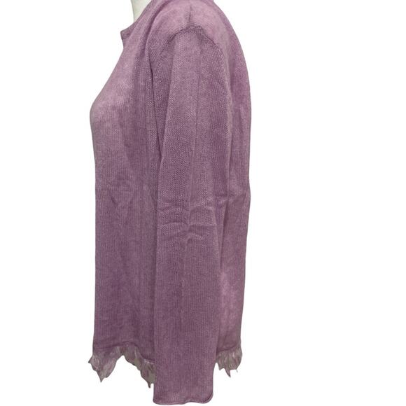 new Halogen Lilac Sweater size S Fringe Hem Eyelet Light weight - Picture 9 of 9